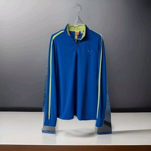 Puma Lifestyle Blue Quarter Zip Track Athletic Top Sports Outerwear Men's L